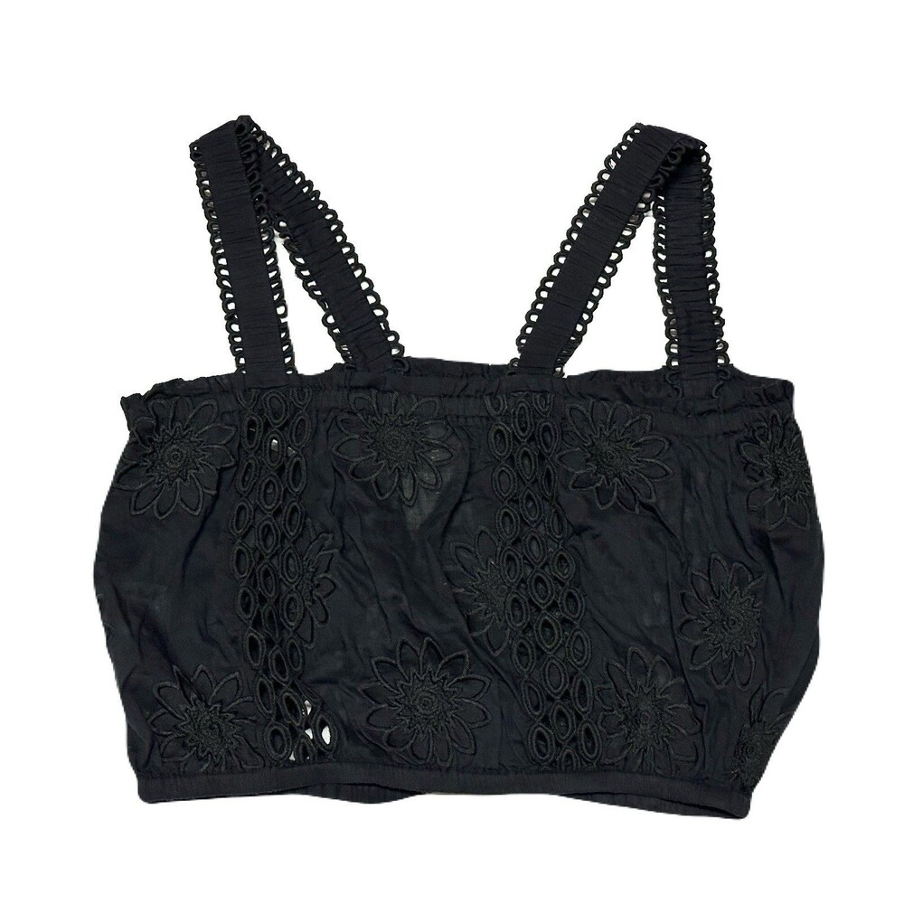 NEW Ramy Brook Womens Size Large Black Misha Embroidered Coverup Top $195 - Picture 5 of 9
